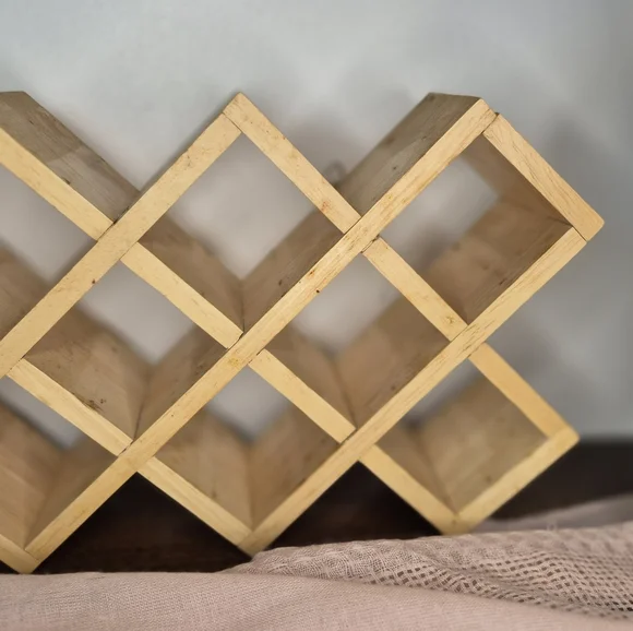 Vintage Wooden Wall Geometric Trinket Spice Rack Shelf Rustic Cottage Eclectic - Picture 3 of 5